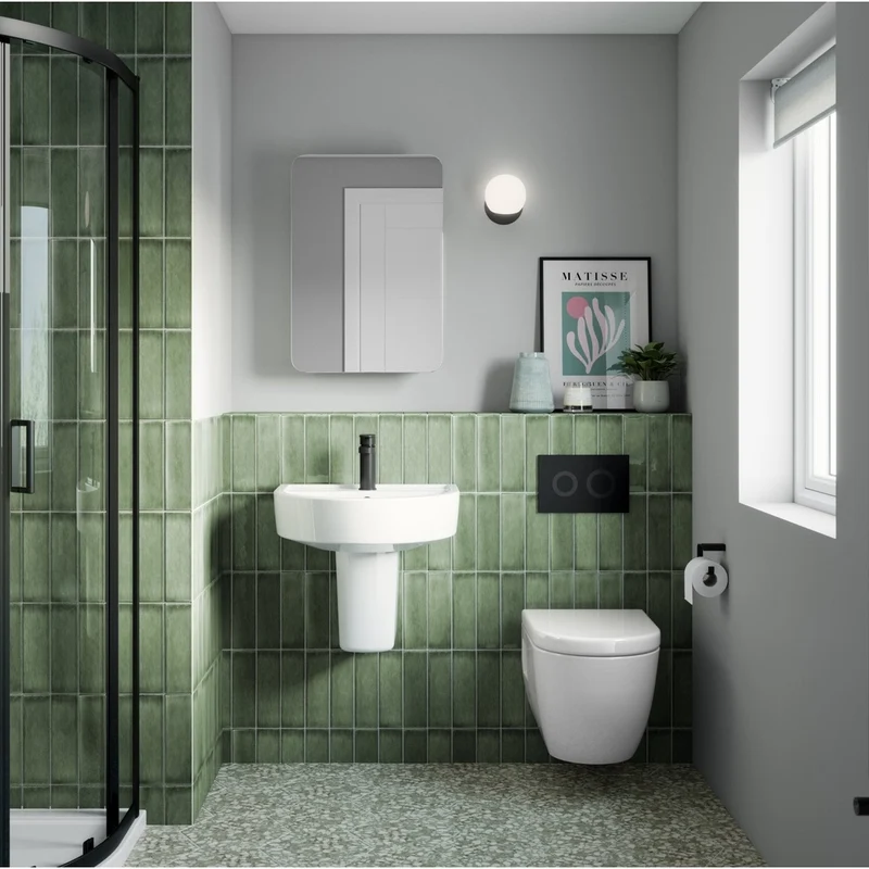Nuie Concealed Cisterns And Frames Round Dual Flush Push Button Black Contemporary Stainless Steel 170x267x11mm