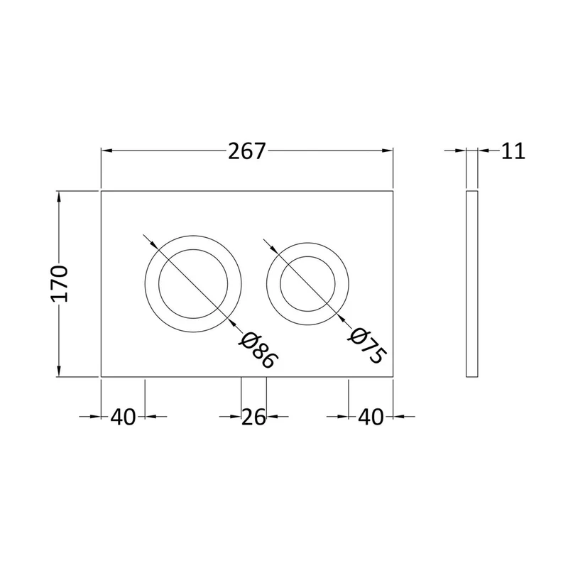 Nuie Concealed Cisterns And Frames Round Dual Flush Push Button White Contemporary Stainless Steel 170x267x11mm