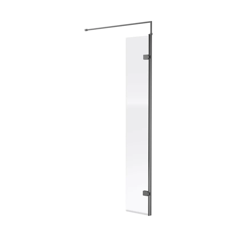 Nuie 300x1850mm Wetroom Swing Screen Contemporary Brushed Pewter Aluminium 1850x322x27mm