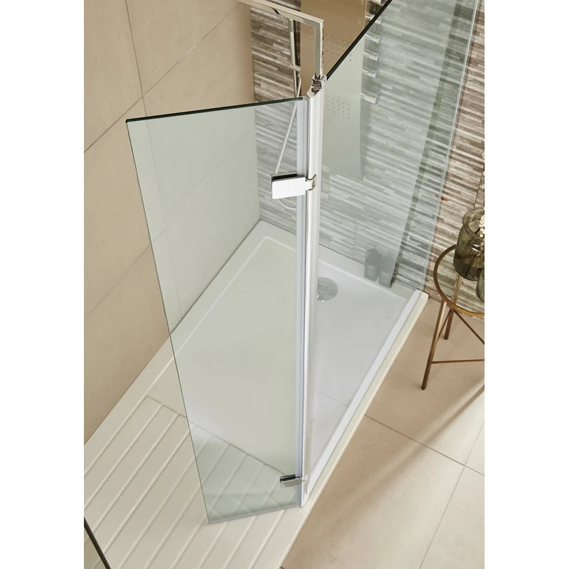 Nuie Wetroom Hinged Screen 300 X 1850mm Contemporary Chrome Aluminium 1850x322x27mm