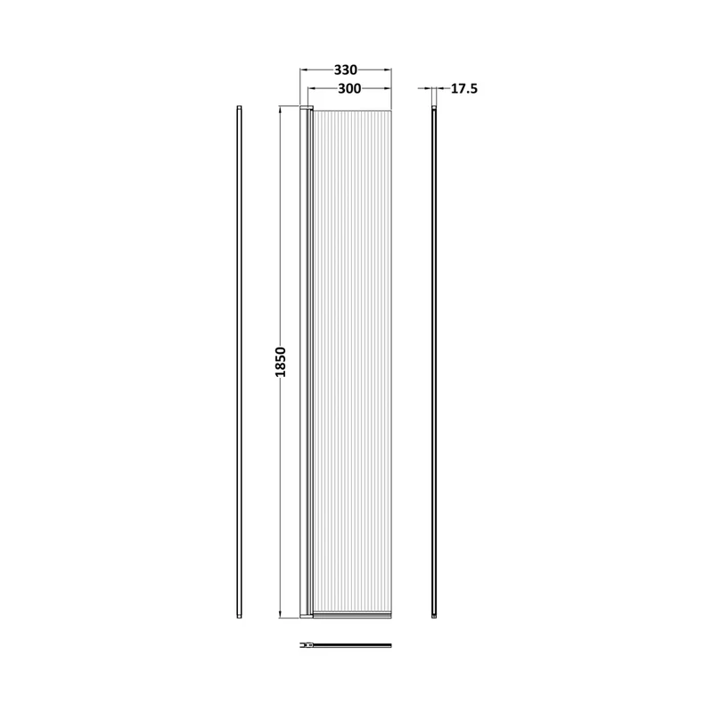 Nuie 1850 X 300 X 8mm Fluted Hinged Screen Contemporary Brushed Pewter Aluminium 1850x322x27mm