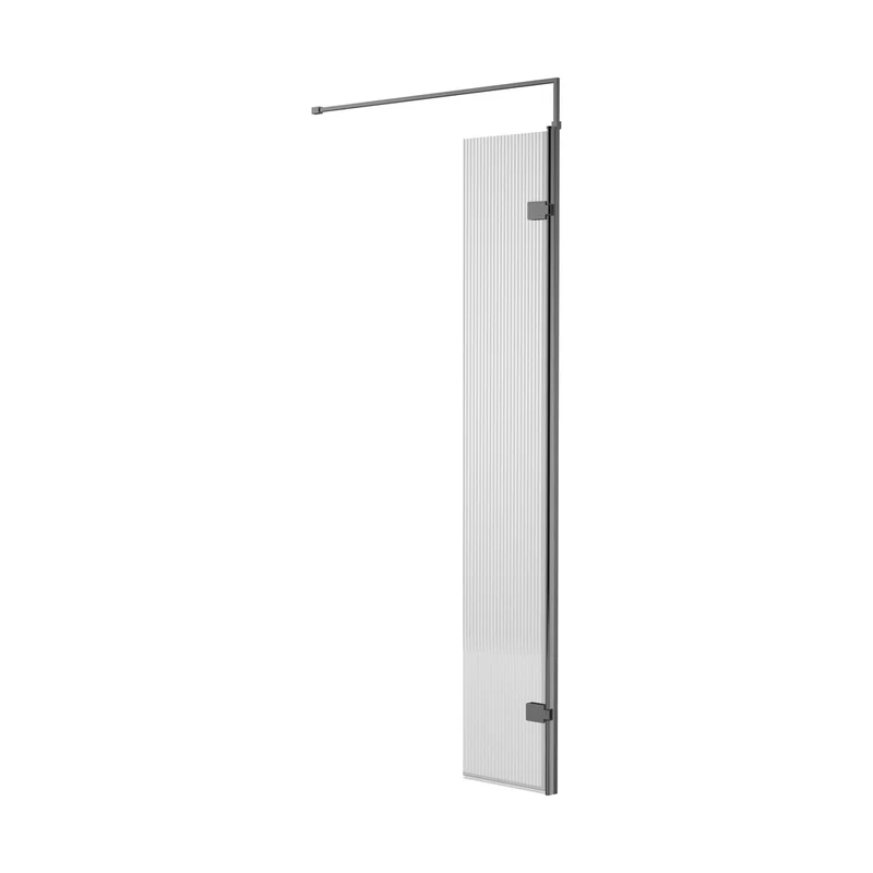 Nuie Fluted Swing Screen 300x1850 Gm Contemporary Brushed Pewter Aluminium 1850x322x27mm