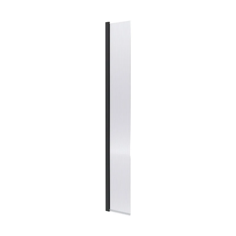Nuie 300mm Fluted Hinged Flipper Screen Contemporary Matt Black Aluminium 1850x322x27mm