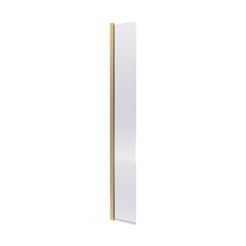 Nuie 300mm Fluted Hinged Flipper Screen Contemporary Brushed Brass Aluminium 1850x322x27mm