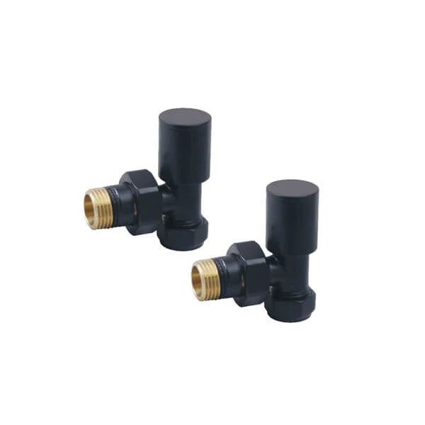 Black Angled Manual Radiator Valve Pack