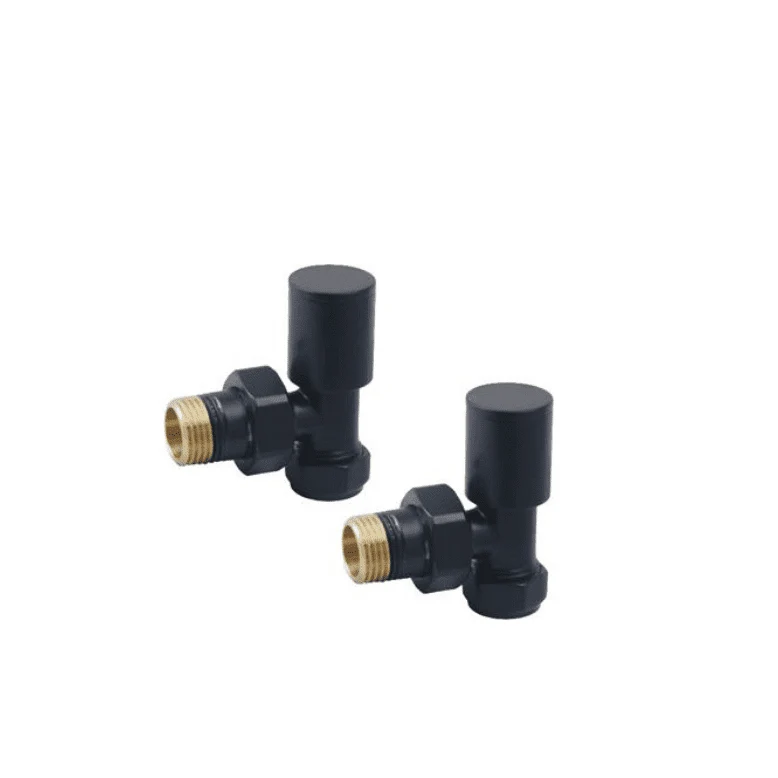 Black Angled Manual Radiator Valve Pack