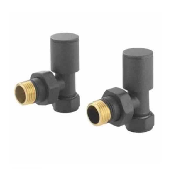 Anthracite Angled Manual Radiator Valve Pack