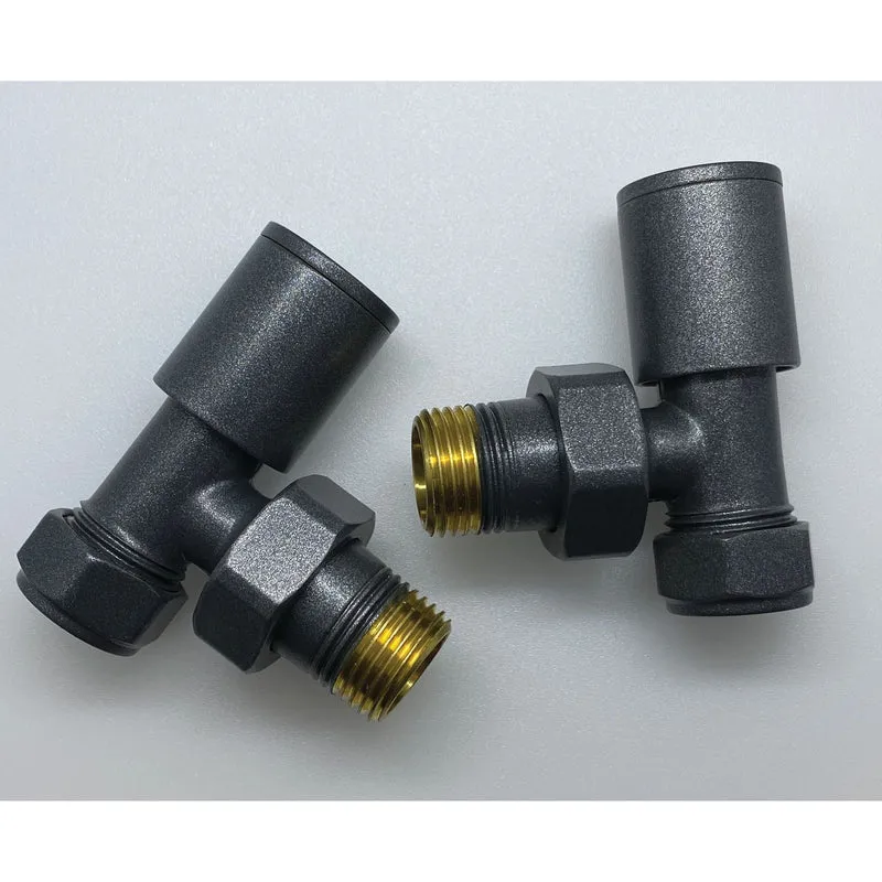 Anthracite Angled Manual Radiator Valve Pack