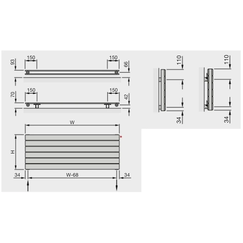 Metro White Horizontal Single Panel Radiator