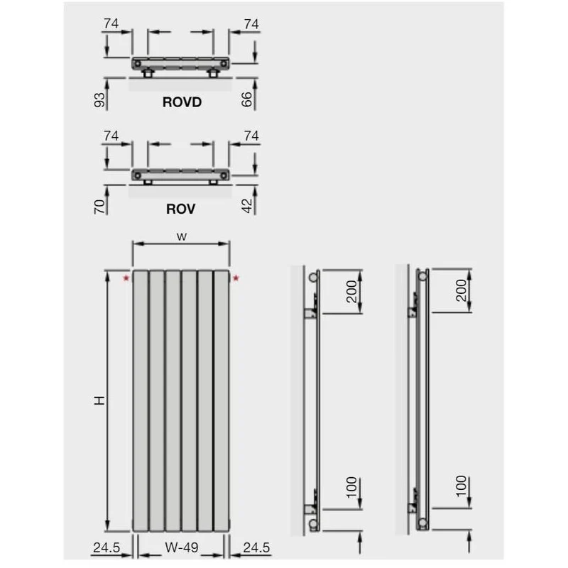 Metro White Vertical Single Panel Radiator