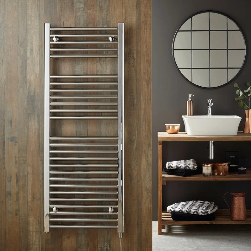 Layla Electric Straight Chrome Heated Towel Radiator