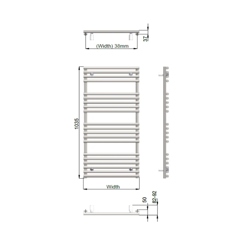 Lana Matt Black Dual Fuel Heated Towel Radiator