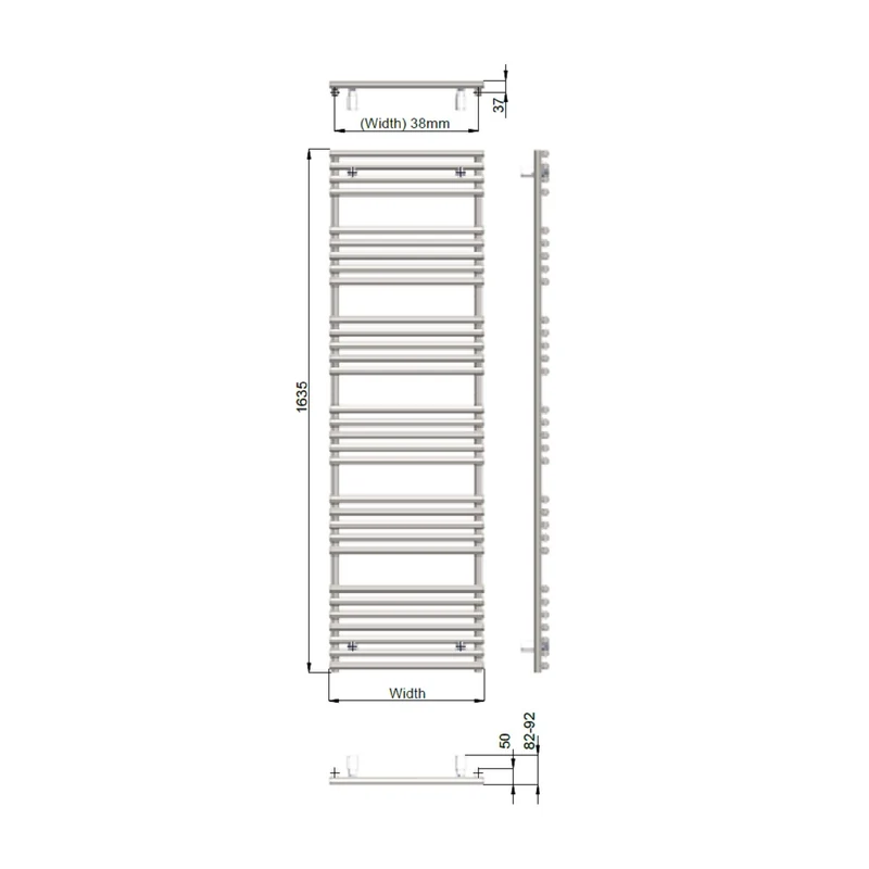 Lana Matt Black Heated Towel Radiator