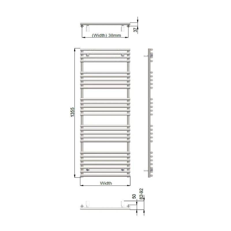 Lana Hammered Black Silver Dual Fuel Heated Towel Radiator