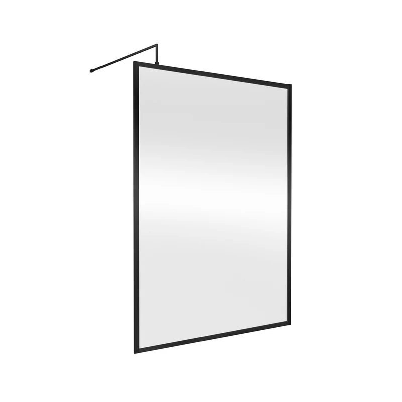 Nuie Full Outer Frame Wetroom Screen 1850x1400x8mm Contemporary Matt Black Aluminium 1850x1400x13mm