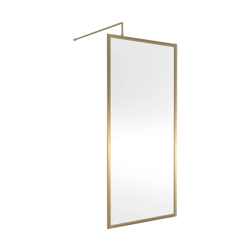 Nuie Full Outer Frame Wetroom Screen 1850x900x8mm Contemporary Brushed Brass Aluminium 1850x900x13mm