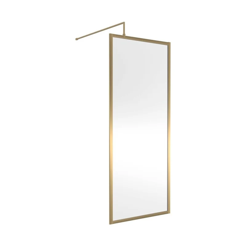 Nuie Full Outer Frame Wetroom Screen 1850x760x8mm Contemporary Brushed Brass Aluminium 1850x760x13mm