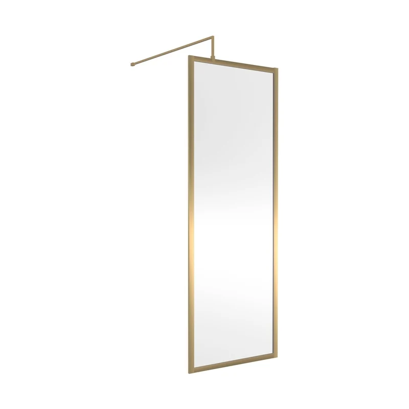 Nuie Full Outer Frame Wetroom Screen 1850x700x8mm Contemporary Brushed Brass Aluminium 1850x700x13mm