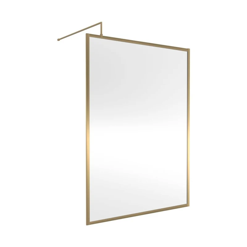 Nuie Full Outer Frame Wetroom Screen 1850x1400x8mm Contemporary Brushed Brass Aluminium 1850x1400x13mm