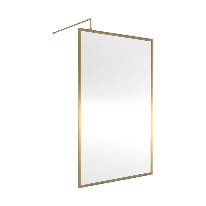 Nuie Full Outer Frame Wetroom Screen 1850x1200x8mm Contemporary Brushed Brass Aluminium 1850x1200x13mm