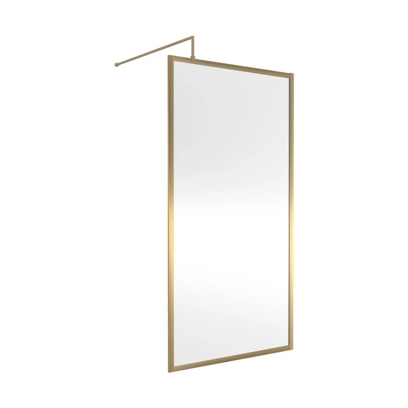Nuie Full Outer Frame Wetroom Screen 1850x1000x8mm Contemporary Brushed Brass Aluminium 1850x1000x13mm