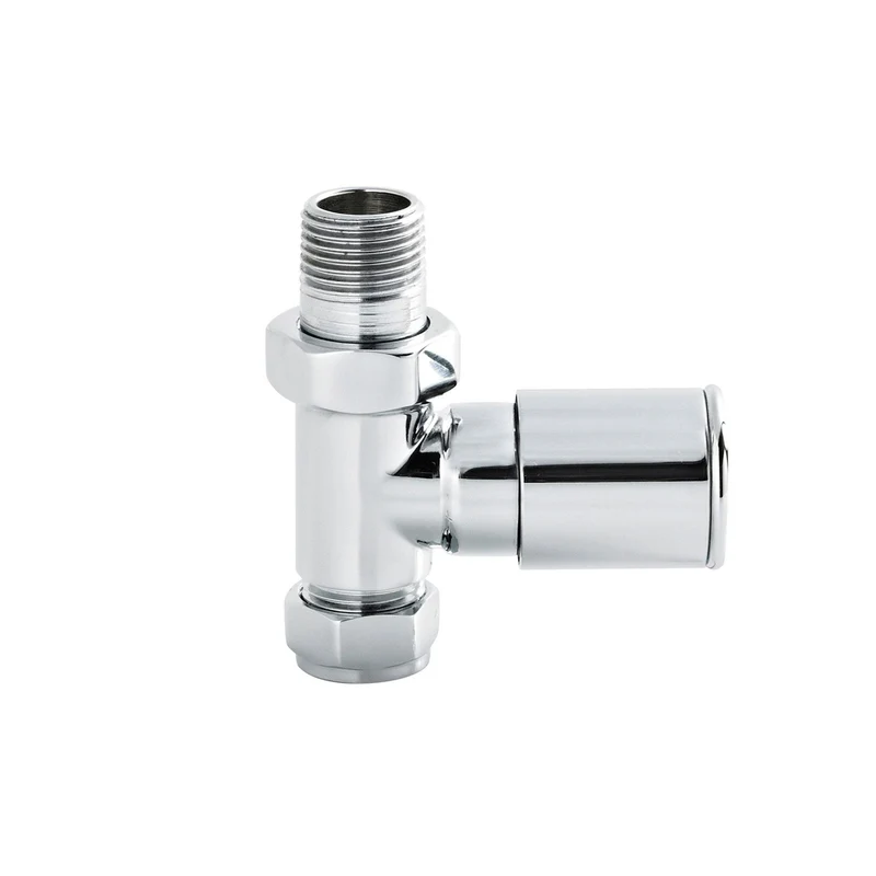 Nuie Radiator Valves Straight Radiator Valve Pack (pairs) Contemporary Chrome Steel 81x30x70mm