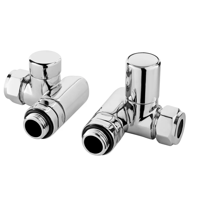 Nuie Radiator Valves Corner Duel Fuel Radiator Valve Pack (pairs) Contemporary Chrome Brass 70x68x75mm