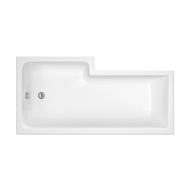 Nuie 1700mm Right Hand Square Shower Bath Contemporary White Acrylic