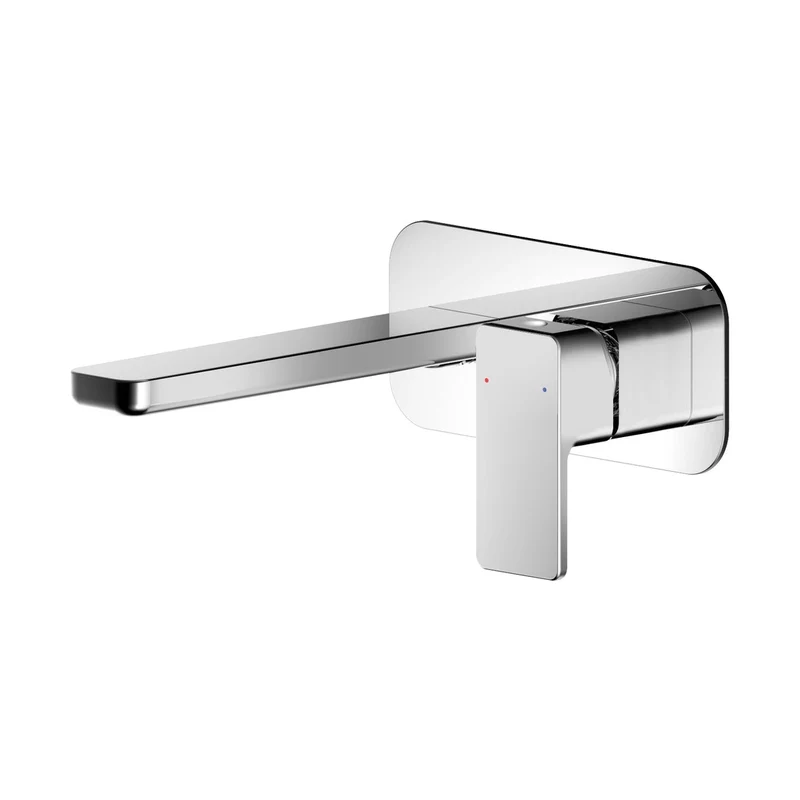 Nuie Windon Wall Mounted 2 Tap Hole Basin Mixer With Plate Contemporary Chrome Brass,plastic 70x180x199mm
