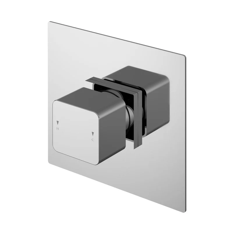 Nuie Windon Thermostatic Temperature Control Valve Contemporary Chrome Brass ABS 125x125x135mm