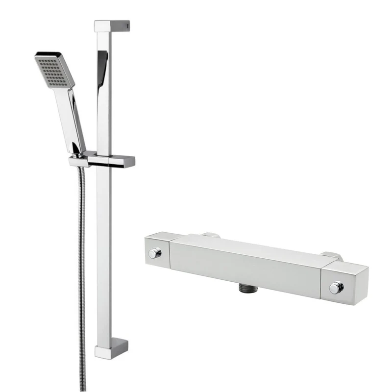Jenson Square Exposed Thermostatic Shower Set - Chrome