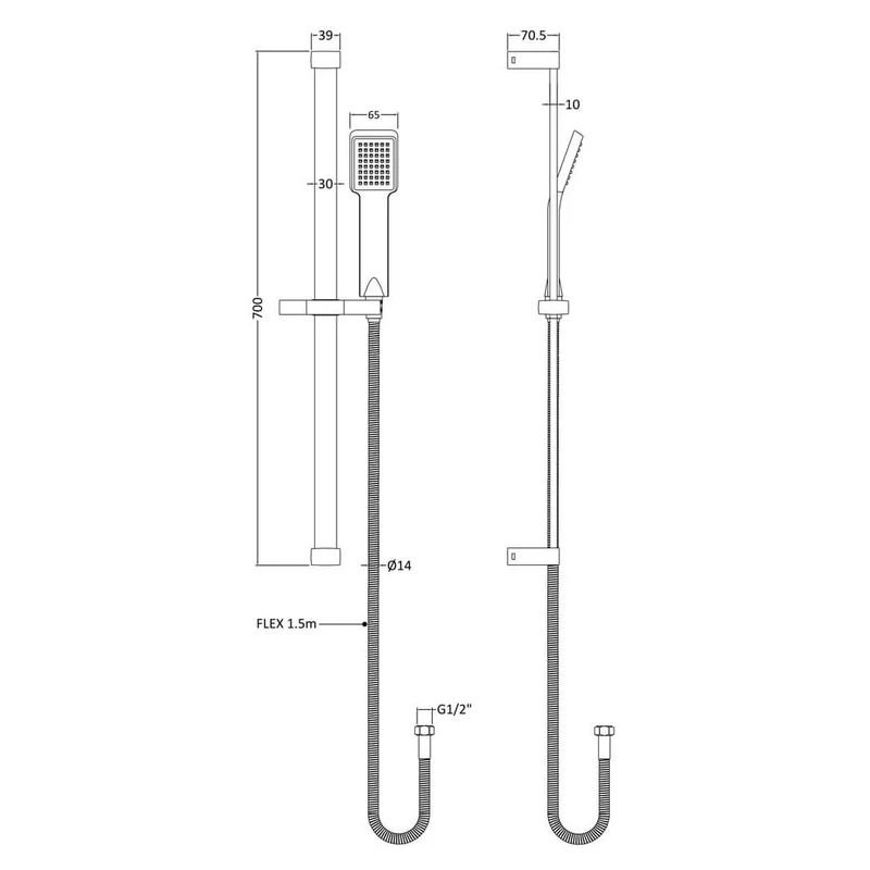 Jenson Square Exposed Thermostatic Shower Set - Chrome