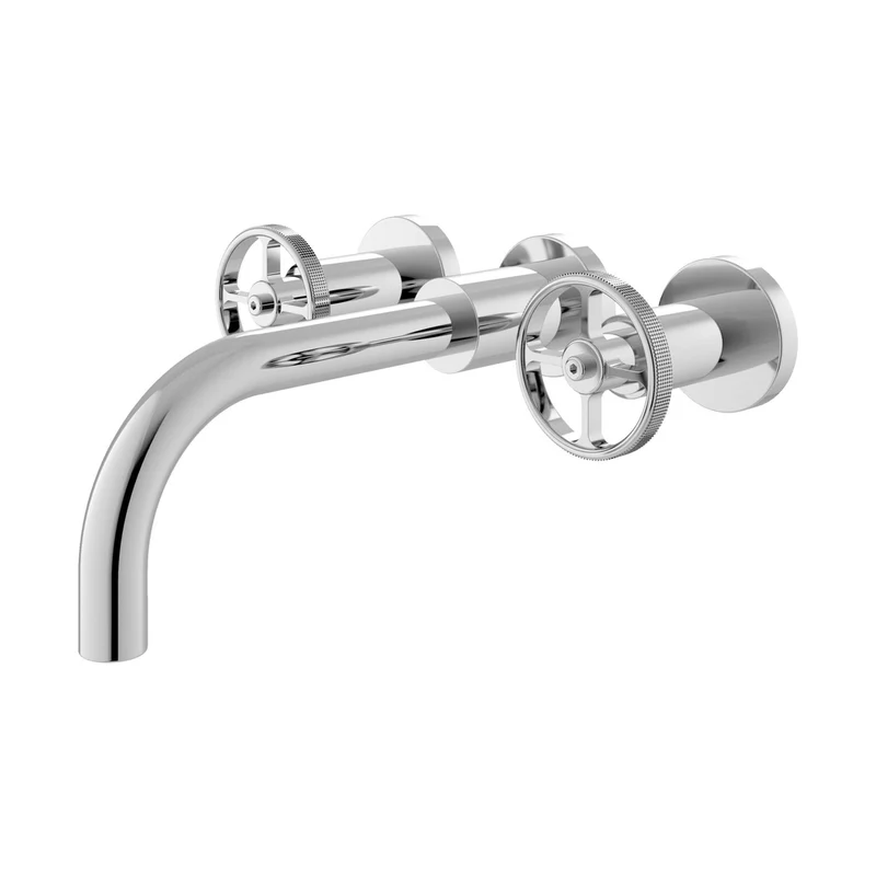 Nuie Revolution Wall Mounted Basin Mixer Contemporary Chrome Brass 113x255x220mm