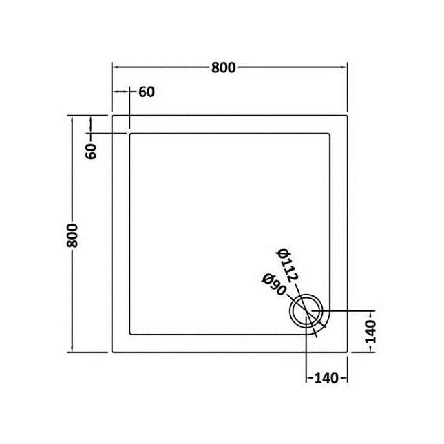 Nuie Square Trays Square Shower Tray 800 X 800mm Contemporary Grey Slate Acrylic Capped ABS Caco3 And Pu