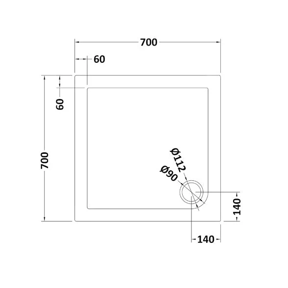 Nuie Square Trays Square Shower Tray 700 X 700mm Contemporary Grey Slate Acrylic Capped ABS Caco3 And Pu