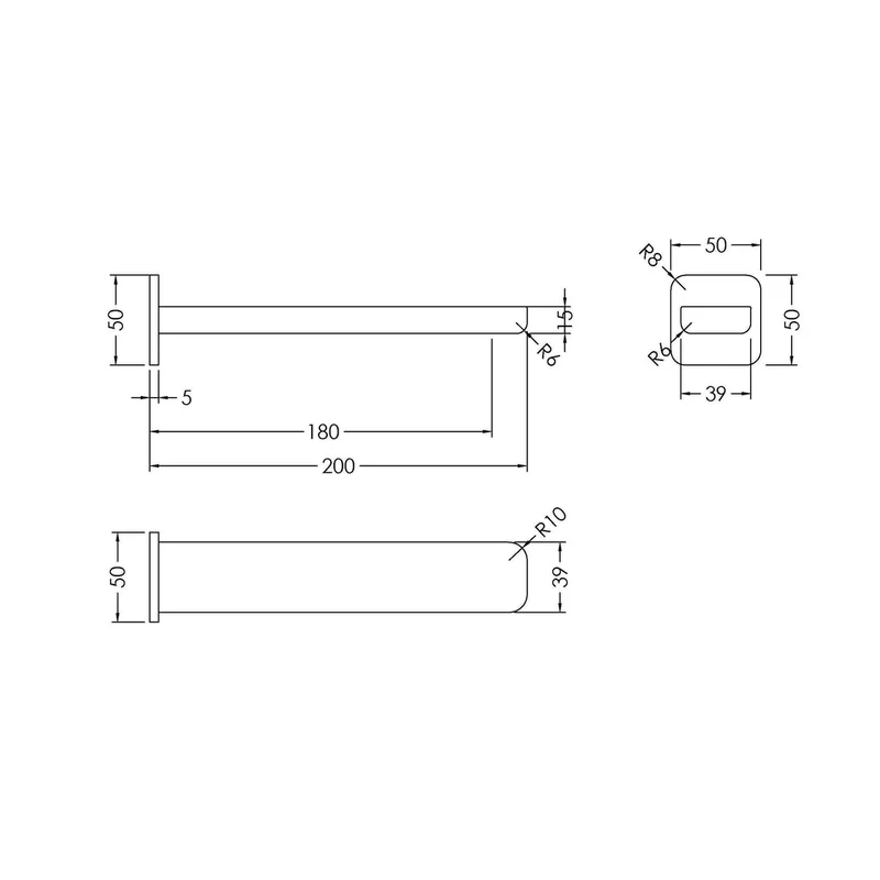 Nuie Windon Bath Spout Contemporary Chrome Brass 50x50x200mm