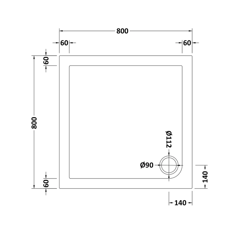 Nuie Square Trays Square Shower Tray 800 X 800mm Contemporary White Acrylic Capped ABS Caco3 And Pu