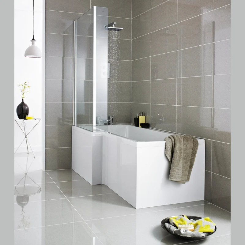 Nuie 1500mm Square Showerbath Front Panel Contemporary White Acrylic 500x1500x150mm
