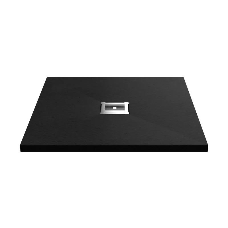 Nuie Slim Square Trays Square Shower Tray 800 X 800mm Contemporary Black Slate Acrylic Capped ABS Caco3 And Pu