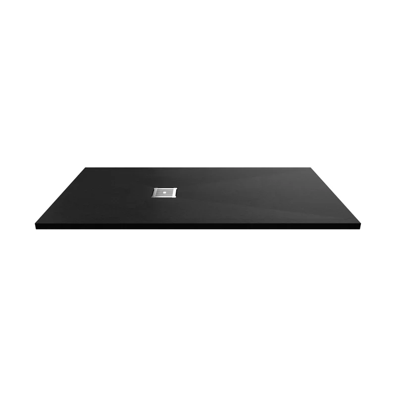 Nuie Slim Rectangular Trays Rectangular Shower Tray 1600 X 800mm Contemporary Black Slate Acrylic Capped ABS Caco3 And Pu