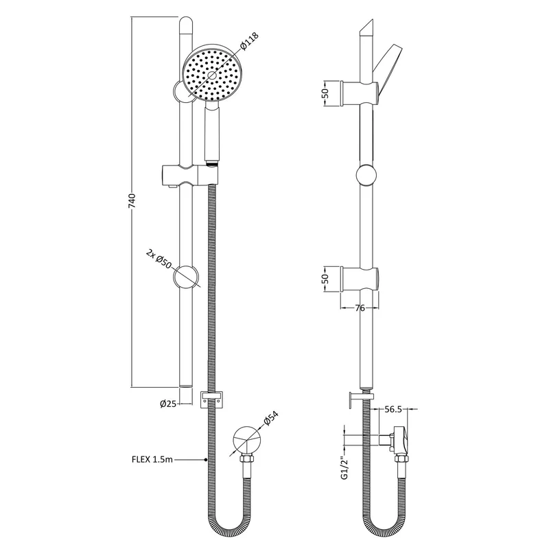 Capri Exposed Thermostatic Shower Set - Chrome