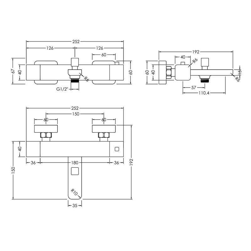 Cape Exposed Thermostatic Bath Shower Set - Chrome