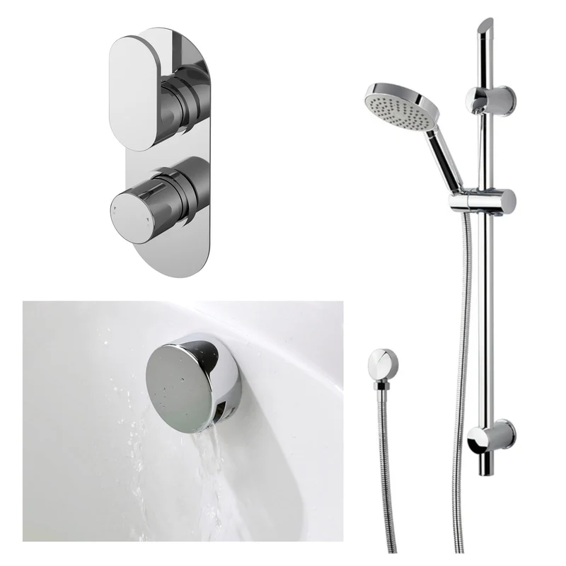 Capri Concealed Thermostatic Bath Shower Set - Chrome