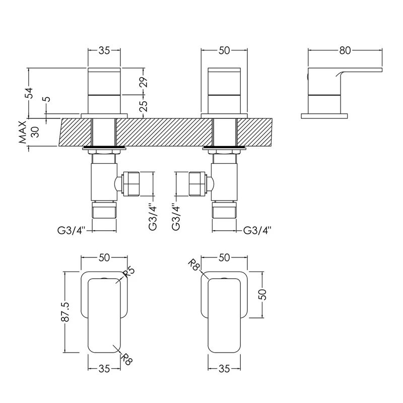 Cape Bath Valves & Overflow Filler Waste Set - Chrome