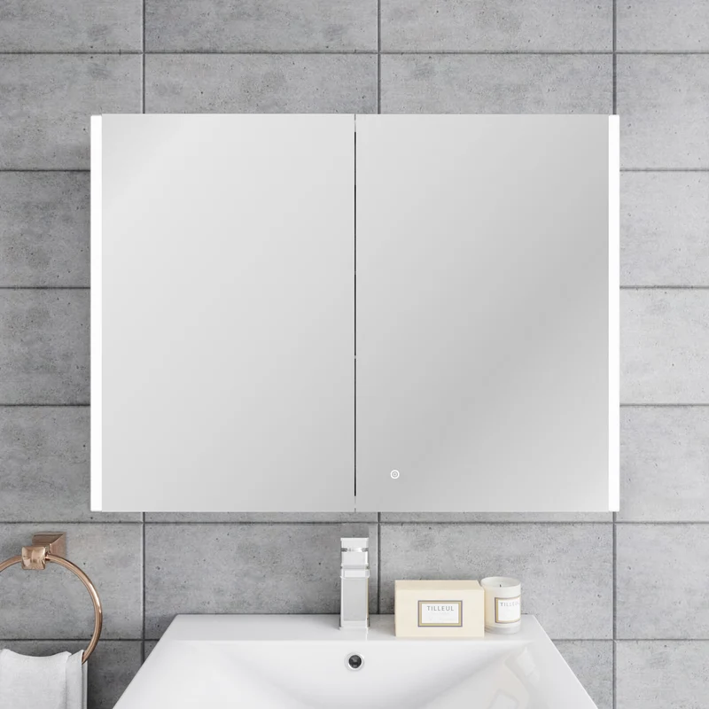 Lumin 800mm LED Touch Sensor Mirror Cabinet With Shaver Socket & Demister