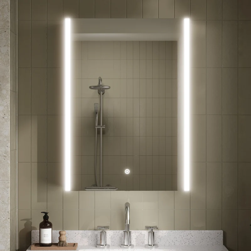 Lumin 500mm LED Touch Sensor Mirror Cabinet With Shaver Socket & Demister