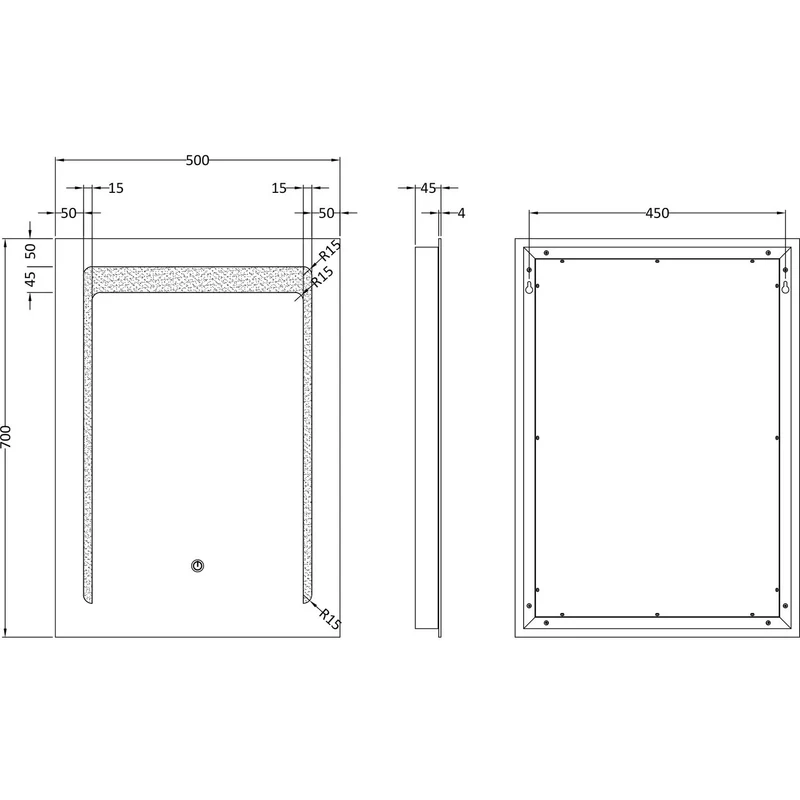 Marina 500 x 700mm LED Touch Sensor Mirror With Demister