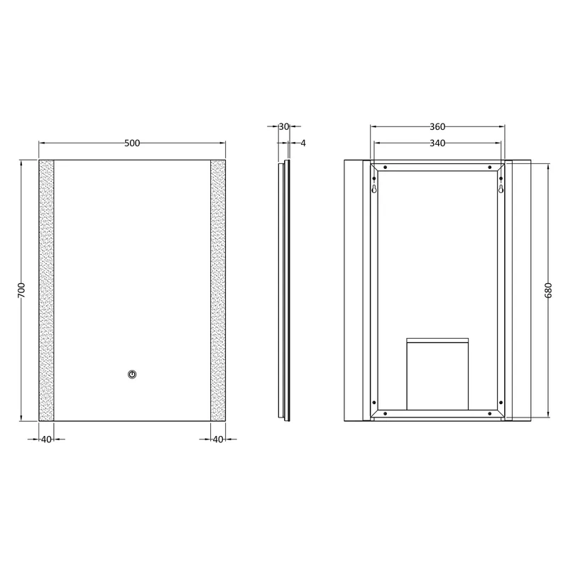 Moby 500 x 700mm LED Touch Sensor Mirror With Ambient Lighting & Demister