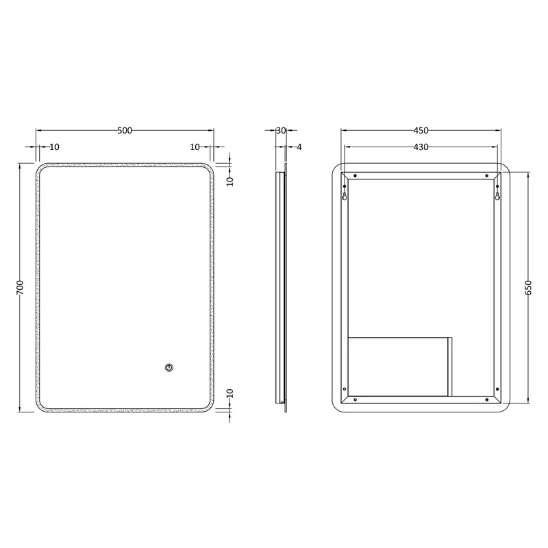 Lumin Rounded 500 x 700mm LED Touch Sensor Mirror With Ambient Lighting & Demister