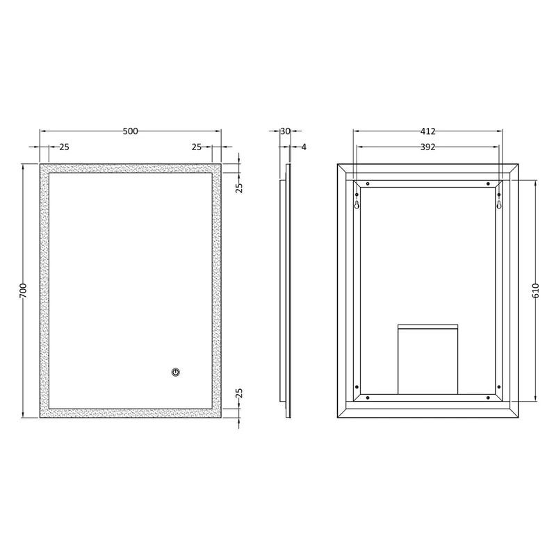Lumin 500 x 700mm LED Touch Sensor Mirror With Ambient Lighting & Demister